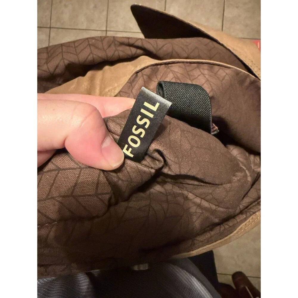 Fossil Brown Leather Messenger Bag Commuter Laptop Briefcase Dallas Cowboys